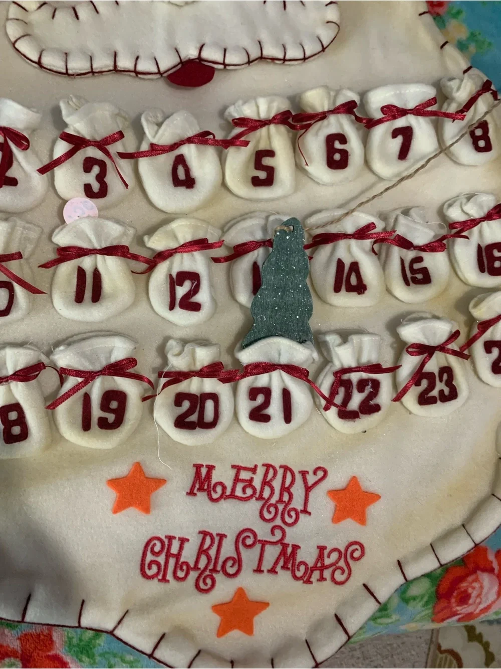 Santa Face Felt Fabric Advent Countdown Calendar Homemade